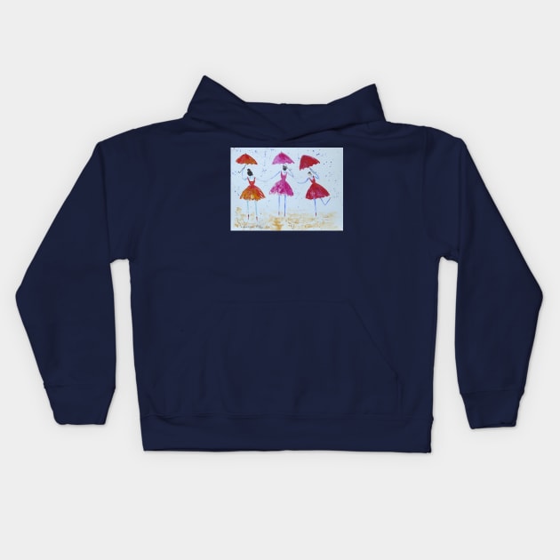 Ballerinas in the Rain! Kids Hoodie by Casimirasquirkyart